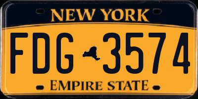 NY license plate FDG3574