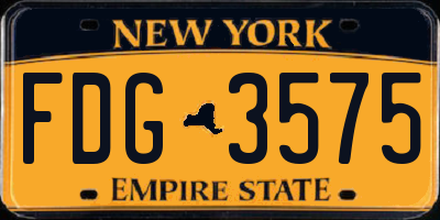 NY license plate FDG3575