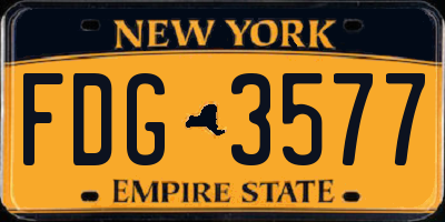 NY license plate FDG3577