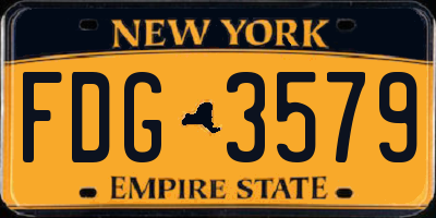 NY license plate FDG3579