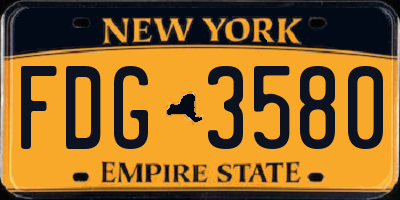 NY license plate FDG3580