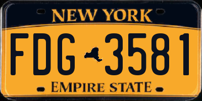 NY license plate FDG3581