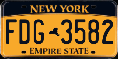 NY license plate FDG3582