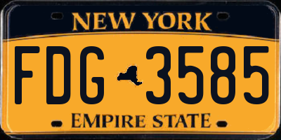 NY license plate FDG3585