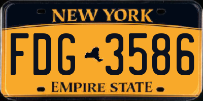 NY license plate FDG3586