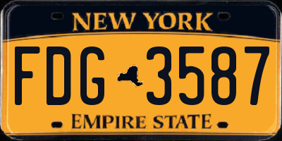 NY license plate FDG3587