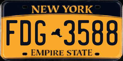NY license plate FDG3588