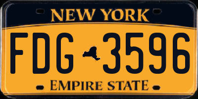 NY license plate FDG3596