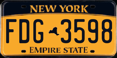 NY license plate FDG3598