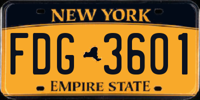 NY license plate FDG3601