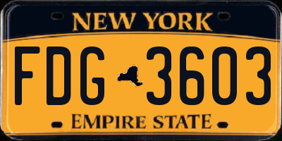 NY license plate FDG3603