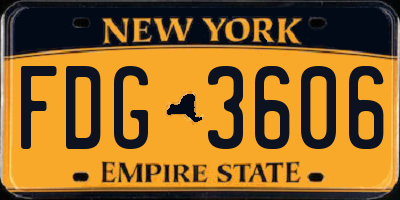 NY license plate FDG3606