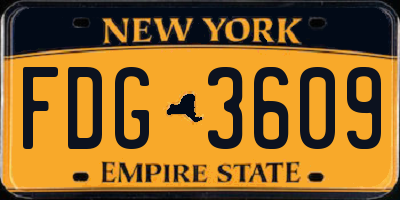 NY license plate FDG3609