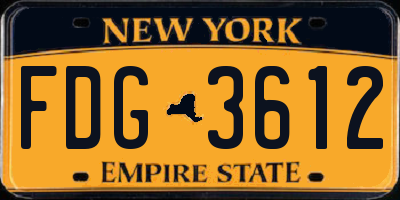 NY license plate FDG3612