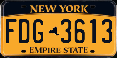 NY license plate FDG3613