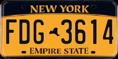 NY license plate FDG3614