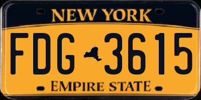 NY license plate FDG3615