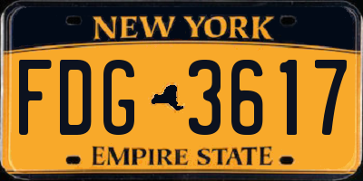 NY license plate FDG3617