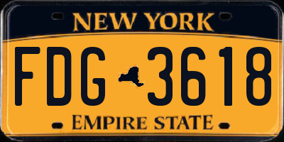 NY license plate FDG3618