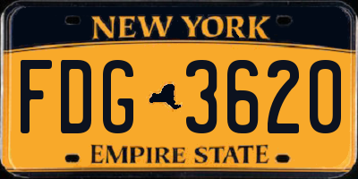 NY license plate FDG3620