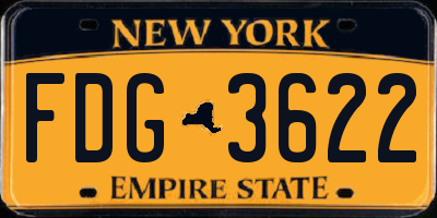NY license plate FDG3622