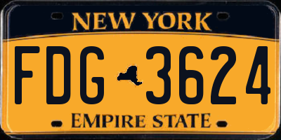 NY license plate FDG3624