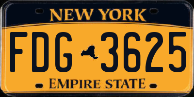 NY license plate FDG3625