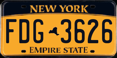 NY license plate FDG3626