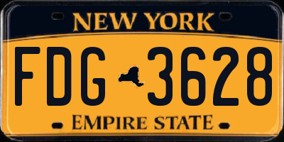 NY license plate FDG3628