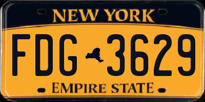 NY license plate FDG3629