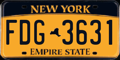 NY license plate FDG3631