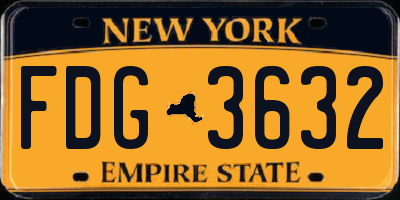 NY license plate FDG3632