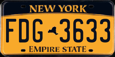 NY license plate FDG3633