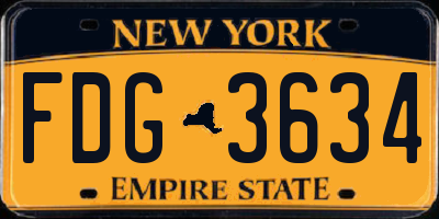 NY license plate FDG3634