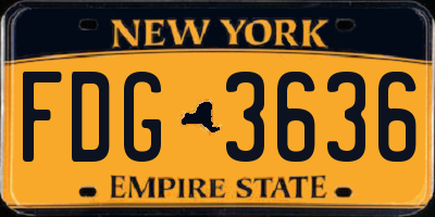 NY license plate FDG3636
