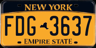 NY license plate FDG3637