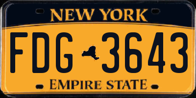 NY license plate FDG3643