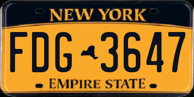 NY license plate FDG3647