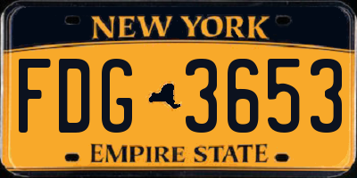 NY license plate FDG3653