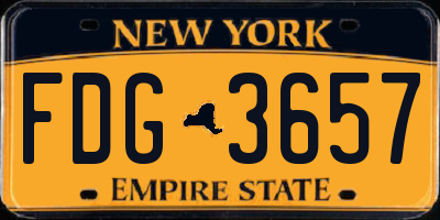 NY license plate FDG3657