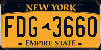 NY license plate FDG3660