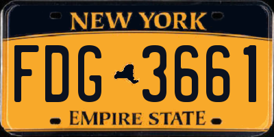 NY license plate FDG3661