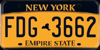 NY license plate FDG3662