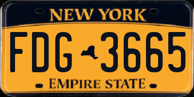 NY license plate FDG3665