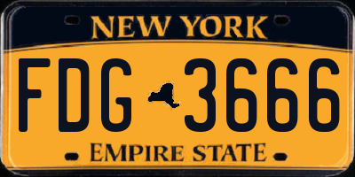NY license plate FDG3666
