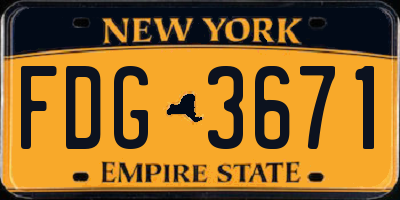 NY license plate FDG3671