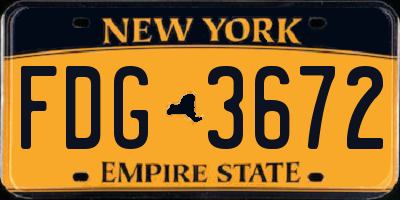 NY license plate FDG3672