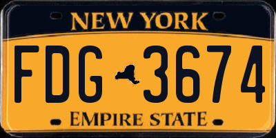 NY license plate FDG3674