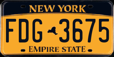 NY license plate FDG3675