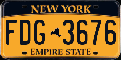 NY license plate FDG3676